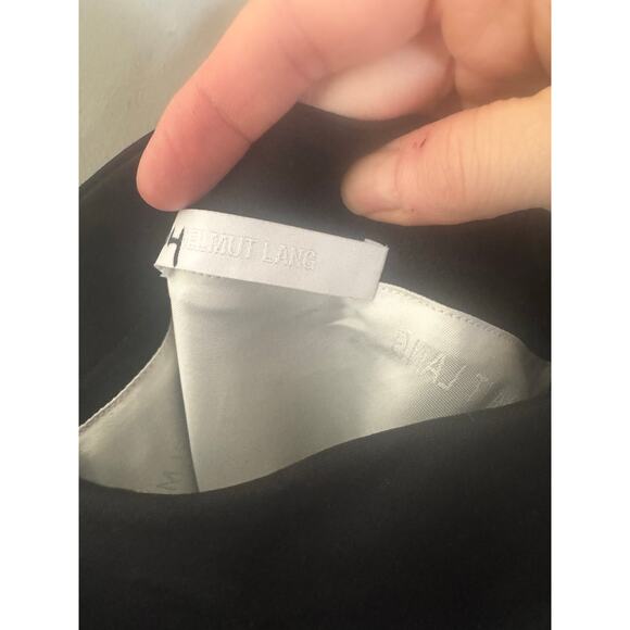 NWOT Helmut Lang Asymmetric Scarf Hem Virgin
Wool Dress in Black/White SZ 0 - Picture 4 of 8